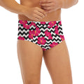 Pink Hibiscus Zigzag Pattern Print Men's Briefs