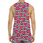 Pink Hibiscus Zigzag Pattern Print Men's Muscle Tank Top