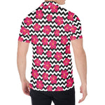 Pink Hibiscus Zigzag Pattern Print Men's Shirt
