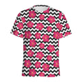 Pink Hibiscus Zigzag Pattern Print Men's Athletic T-Shirt