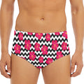 Pink Hibiscus Zigzag Pattern Print Men's Triangle Swim Briefs