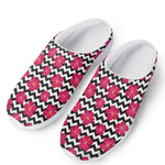 Pink Hibiscus Zigzag Pattern Print Mesh Casual Shoes