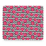 Pink Hibiscus Zigzag Pattern Print Mouse Pad