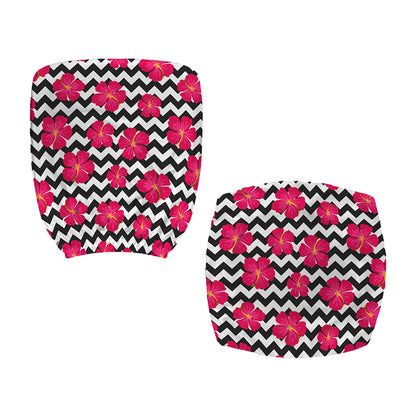 Pink Hibiscus Zigzag Pattern Print Office Chair Cover