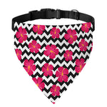 Pink Hibiscus Zigzag Pattern Print Over The Collar Dog Bandana