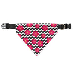 Pink Hibiscus Zigzag Pattern Print Over The Collar Dog Bandana