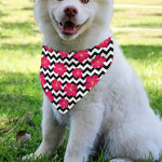 Pink Hibiscus Zigzag Pattern Print Over The Collar Dog Bandana