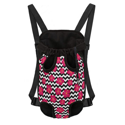 Pink Hibiscus Zigzag Pattern Print Pet Carrier Backpack