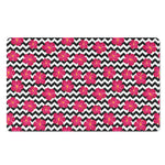 Pink Hibiscus Zigzag Pattern Print Polyester Doormat