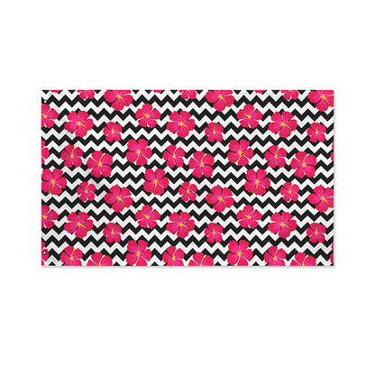 Pink Hibiscus Zigzag Pattern Print Polyester Flag