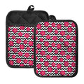 Pink Hibiscus Zigzag Pattern Print Pot Holders With Pocket