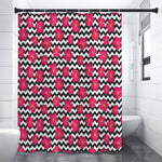 Pink Hibiscus Zigzag Pattern Print Premium Shower Curtain
