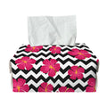 Pink Hibiscus Zigzag Pattern Print Rectangle Tissue Box Cover