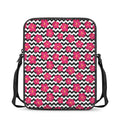 Pink Hibiscus Zigzag Pattern Print Rectangular Crossbody Bag