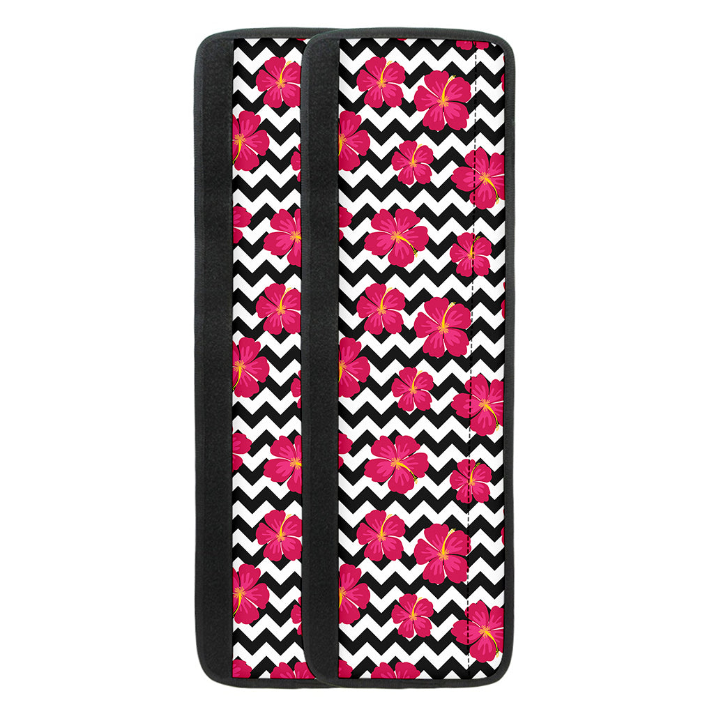 Pink Hibiscus Zigzag Pattern Print Refrigerator Handle Covers