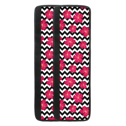 Pink Hibiscus Zigzag Pattern Print Refrigerator Handle Covers