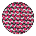Pink Hibiscus Zigzag Pattern Print Round Floor Mat