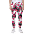 Pink Hibiscus Zigzag Pattern Print Joggers