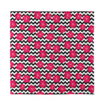 Pink Hibiscus Zigzag Pattern Print Silk Bandana