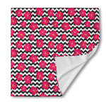 Pink Hibiscus Zigzag Pattern Print Silk Bandana