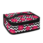 Pink Hibiscus Zigzag Pattern Print Small Lunch Bag