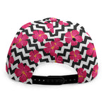 Pink Hibiscus Zigzag Pattern Print Snapback Cap