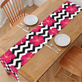 Pink Hibiscus Zigzag Pattern Print Table Runner