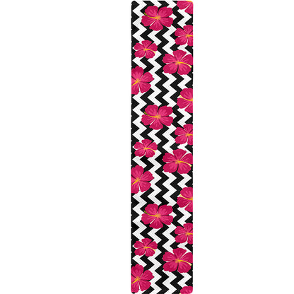 Pink Hibiscus Zigzag Pattern Print Table Runner