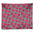 Pink Hibiscus Zigzag Pattern Print Tapestry