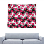 Pink Hibiscus Zigzag Pattern Print Tapestry