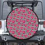 Pink Hibiscus Zigzag Pattern Print Tire Cover