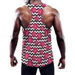Pink Hibiscus Zigzag Pattern Print Training Tank Top