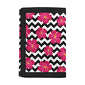 Pink Hibiscus Zigzag Pattern Print Trifold Wallet