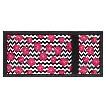 Pink Hibiscus Zigzag Pattern Print Trifold Wallet