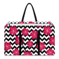 Pink Hibiscus Zigzag Pattern Print Utility Tote Bag