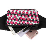Pink Hibiscus Zigzag Pattern Print Waist Bag