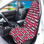 Pink Hibiscus Zigzag Pattern Print Waterproof Car Seat Cover