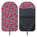 Pink Hibiscus Zigzag Pattern Print Waterproof Car Seat Cover