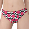 Pink Hibiscus Zigzag Pattern Print Women's Panties