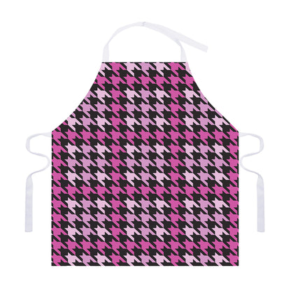 Pink Houndstooth Pattern Print Adjustable Apron