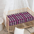 Pink Houndstooth Pattern Print Baby Crib Sheet