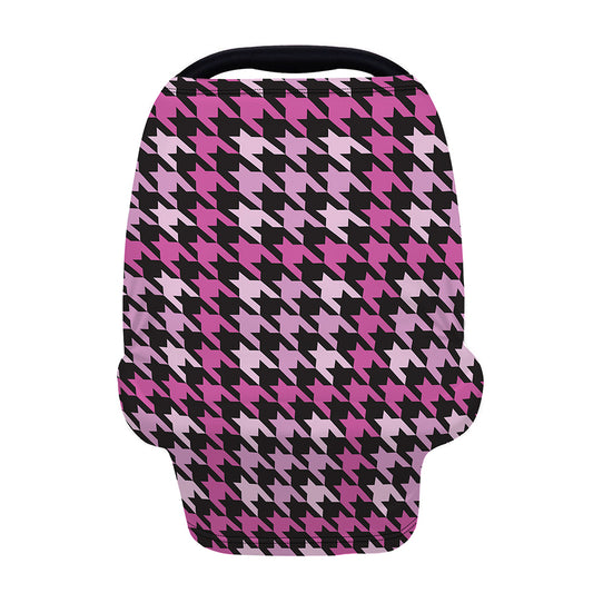 Pink Houndstooth Pattern Print Baby Seat Cover