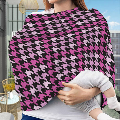 Pink Houndstooth Pattern Print Baby Seat Cover
