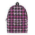 Pink Houndstooth Pattern Print School Backpack