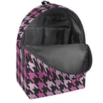 Pink Houndstooth Pattern Print Backpack