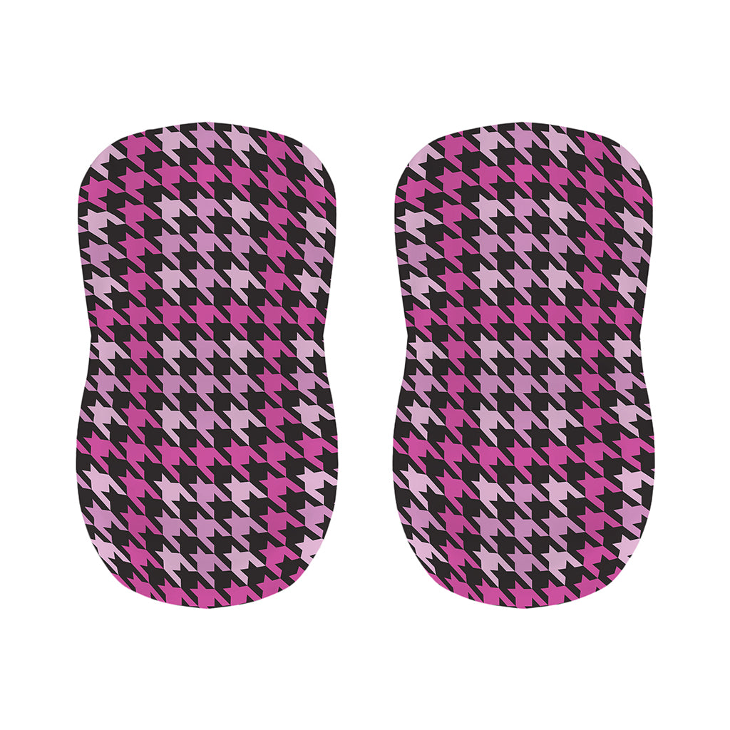 Pink Houndstooth Pattern Print Bar Stool Covers