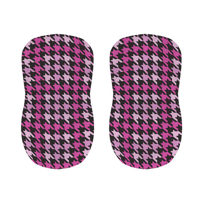 Pink Houndstooth Pattern Print Bar Stool Covers