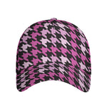 Pink Houndstooth Pattern Print Baseball Cap