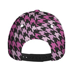 Pink Houndstooth Pattern Print Baseball Cap