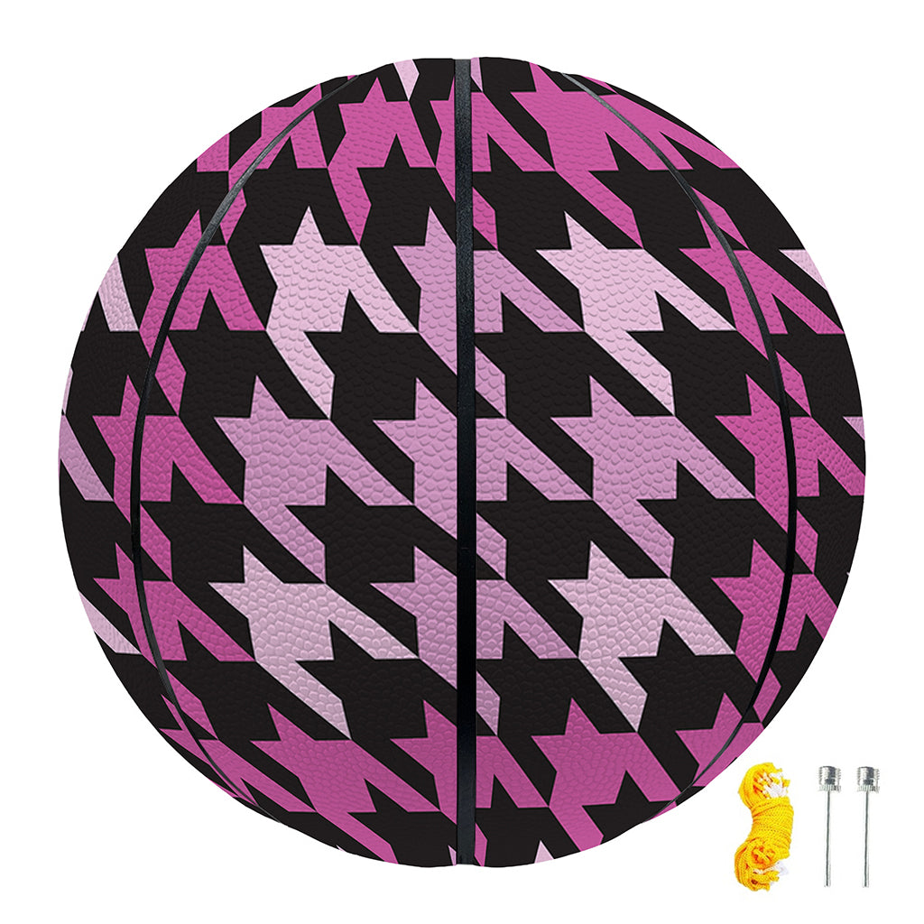 Pink Houndstooth Pattern Print Basketball